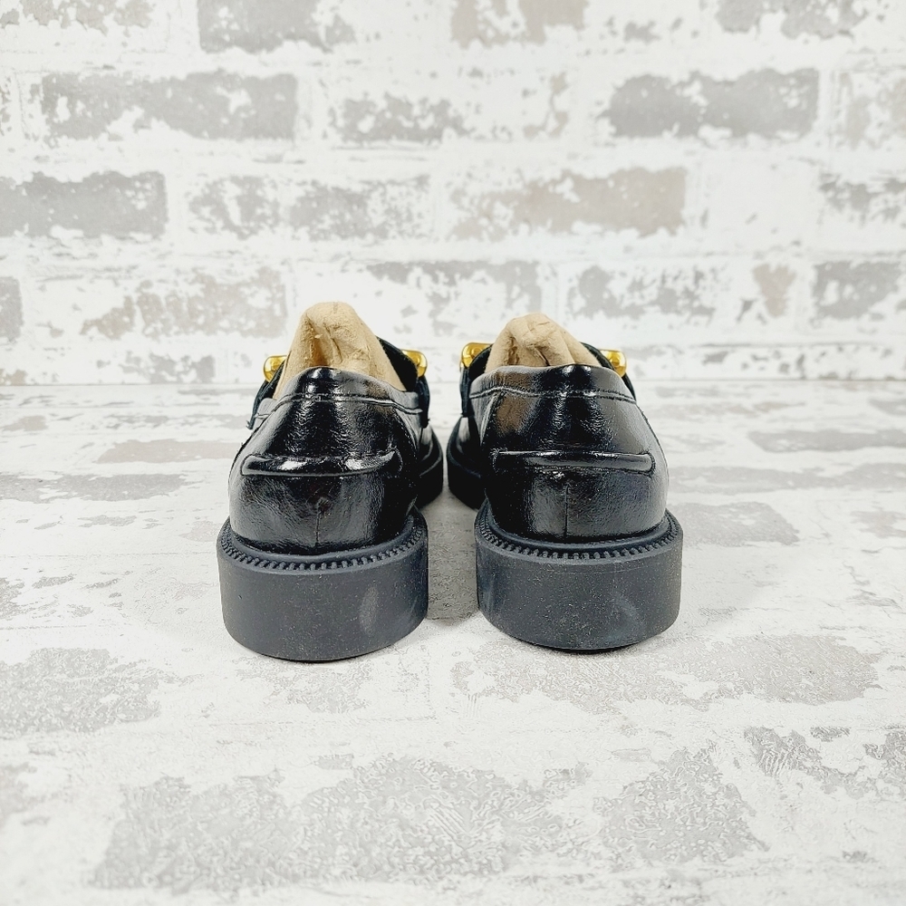 NEW Steve Madden Karmine Black Leather Slip On Old Money Loafers F400 - Picture 3 of 10